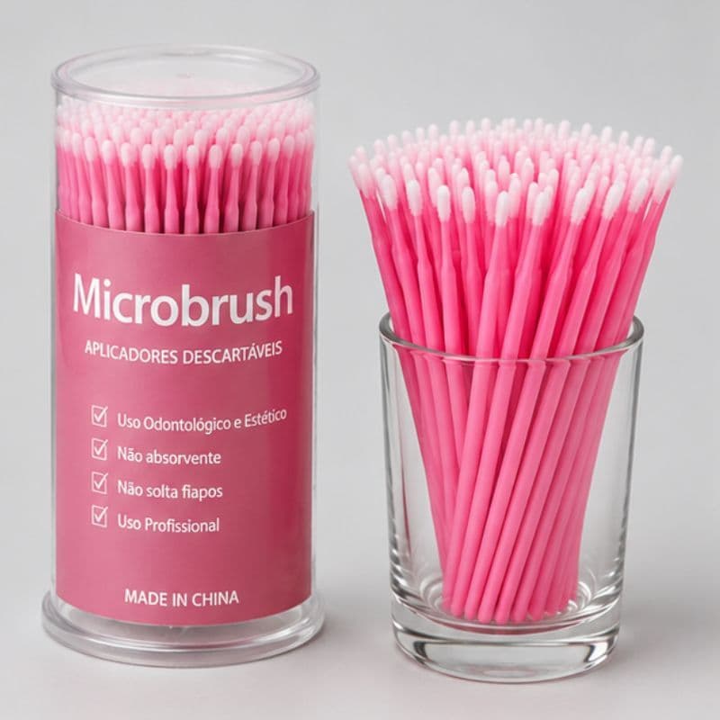 Microbrush Descartável Rosa Com 100 Unidades Profissional