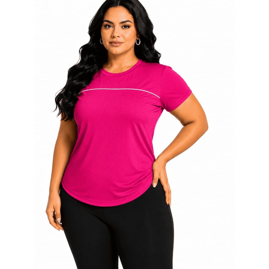 Camiseta Fitness Plus Size Feminina Manga Curta Academia blusa esportiva plus size camiseta esportiva moda fitness plus