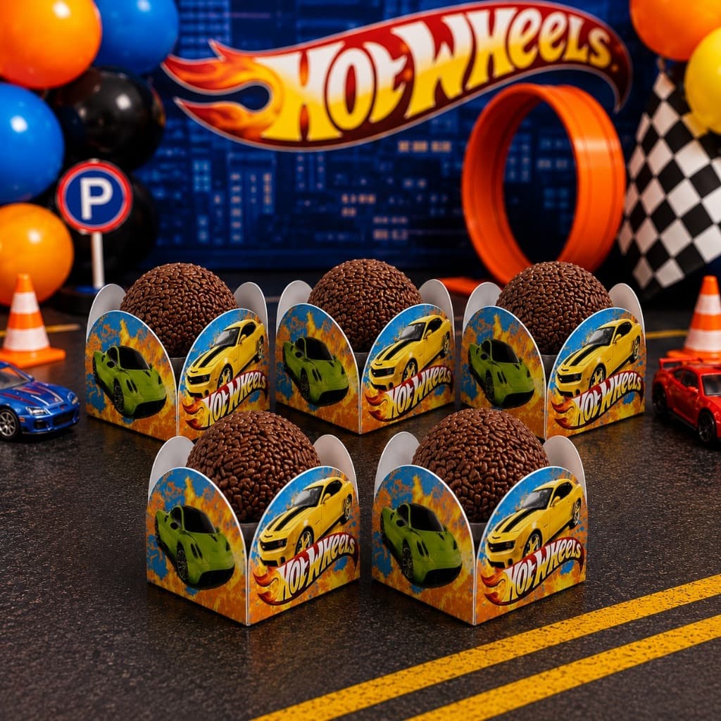 Forminha 4 Pétalas p Doces Hot Wheels Carrinhos- Decoração Festa Aniversário Mesversario Doces Finos