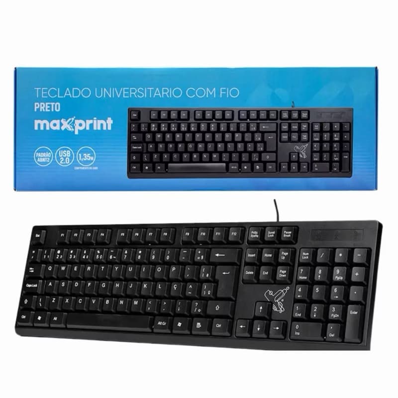 Teclado Multimídia USB Maxprint Techbest Preto ABNT2
