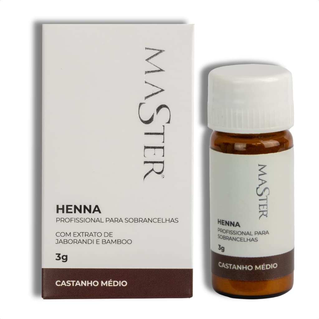 Henna para Sobrancelha Master Castanho Médio 3g Profissional com Alta Fixação e Cor Natura