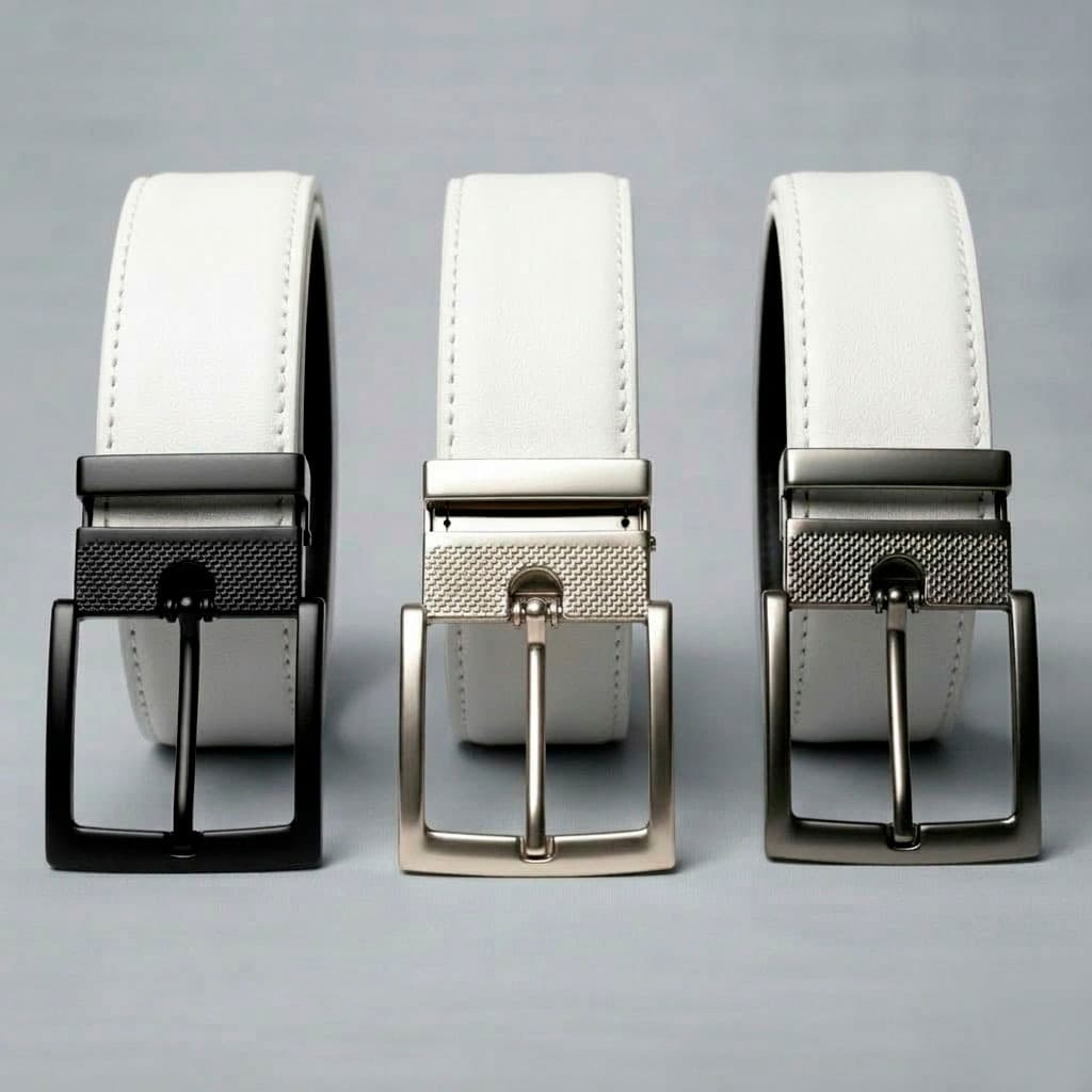 Kit 3 Cintos Social Ajustável Masculino Premium 125cm Couro Pv Costurado Cor BRANCO Unissex