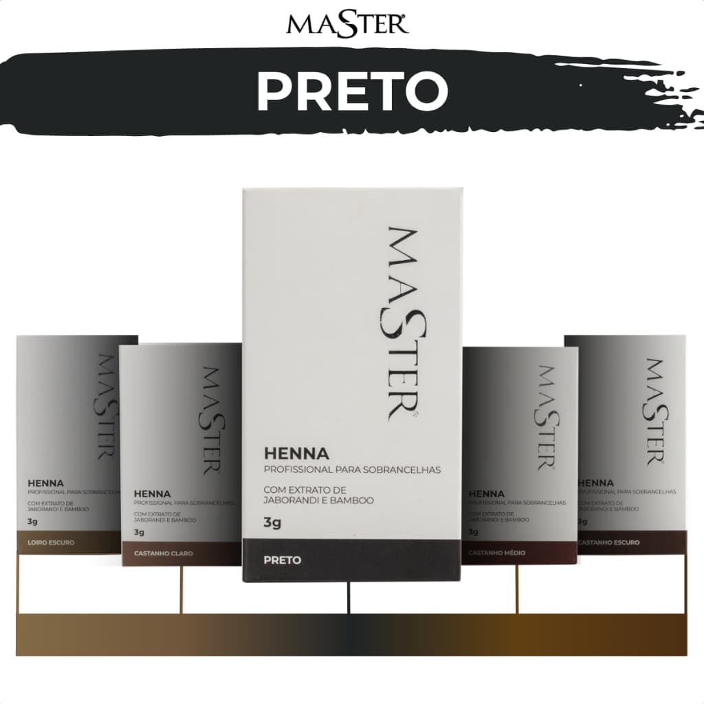 Henna Master Preto 3g para Design de Sobrancelha Profissional com Acabamento Natural