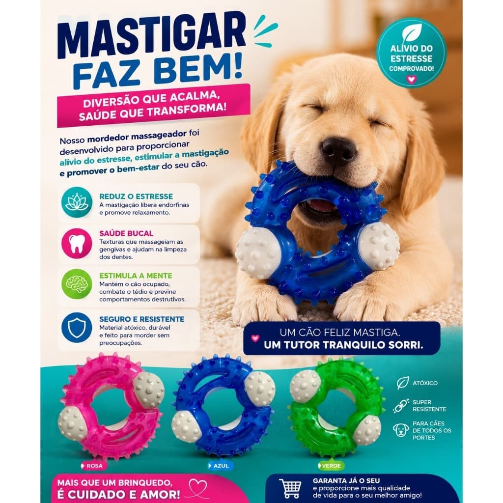 Brinquedo para cães mordedor resistente anatômico