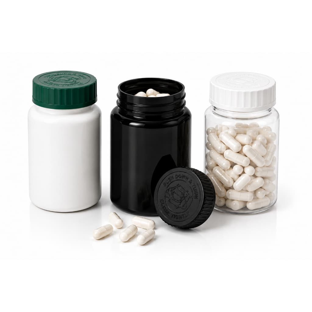 Kit 10 Potes Plásticos R100 Tampa Child Cápsulas Suplementos Cosméticos