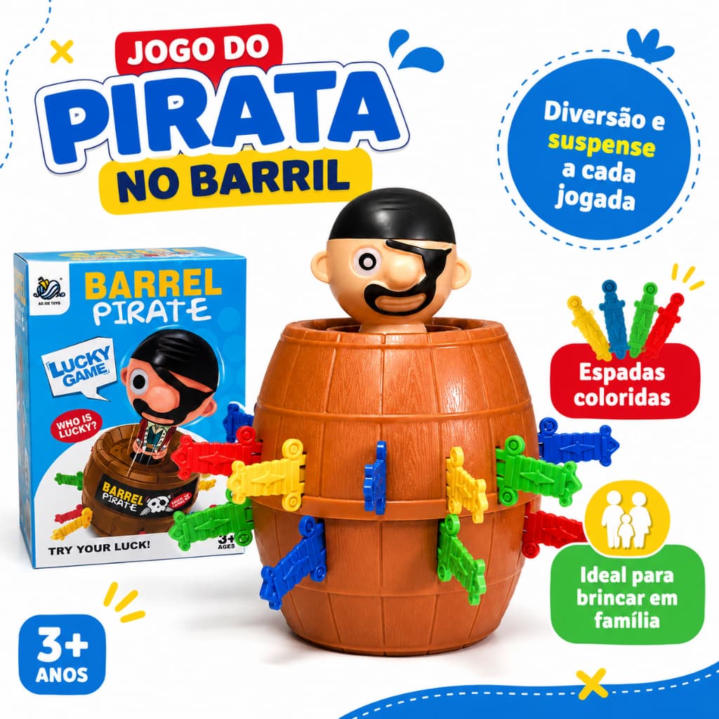 Brinquedo Pula Pirata Jogo de Mesa Infantil Divertido