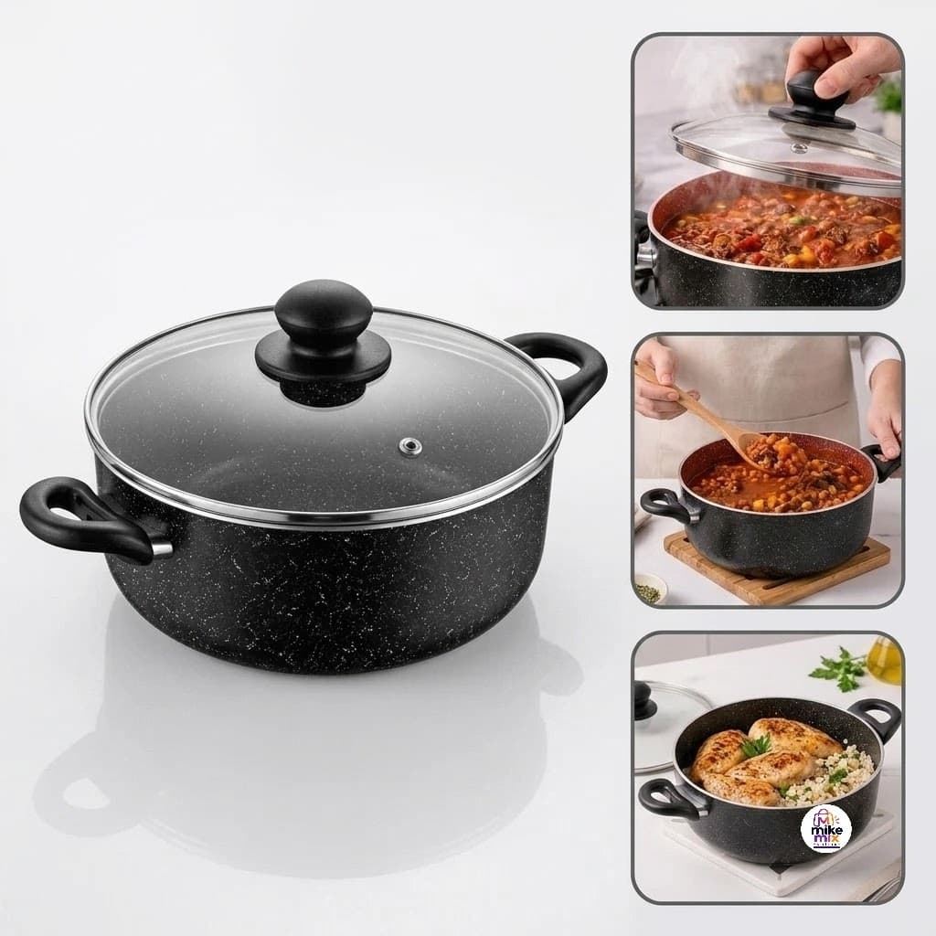 Caçarola com Tampa Revestimento Cerâmico 20cm Panela Antiaderente Alumínio Cozinha Gourmet Resistente Premium
