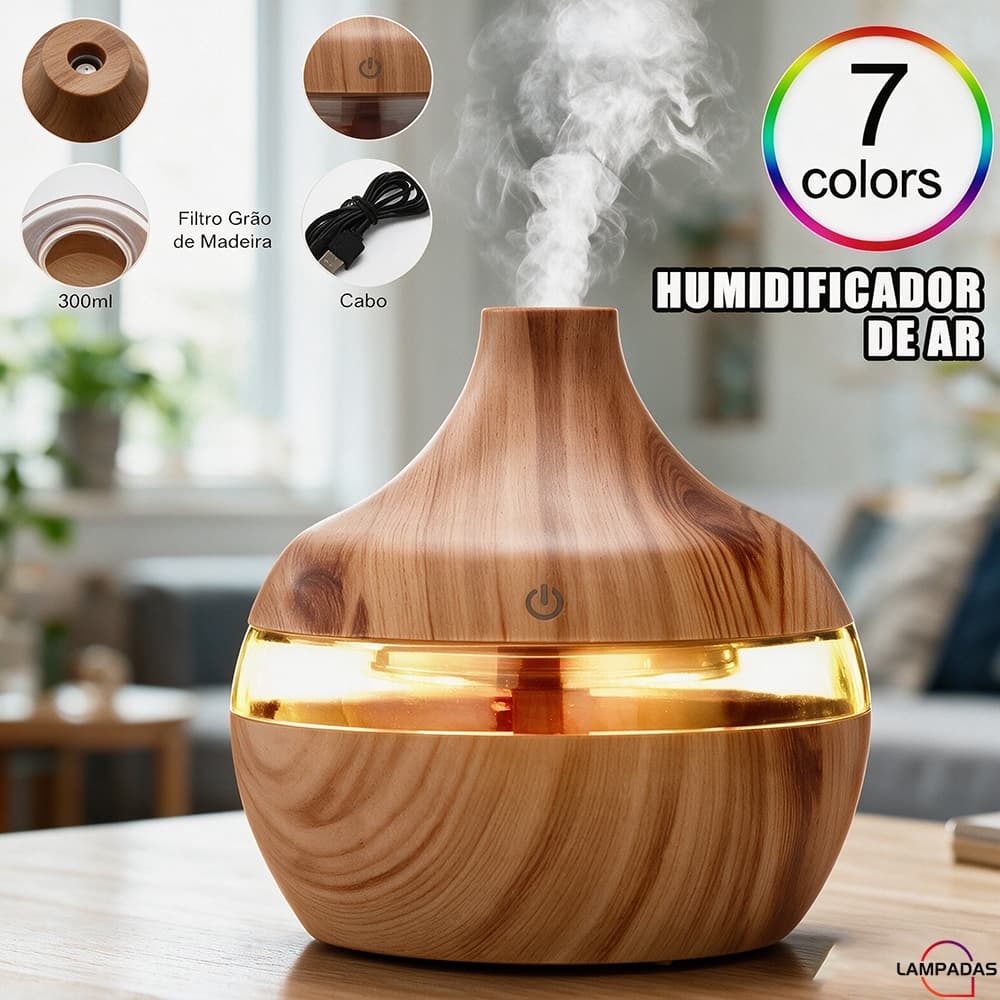 Umidificador De Ar 300ml Com E Aromatizador Ultrassônico De Ambiente Infantil Elétrico