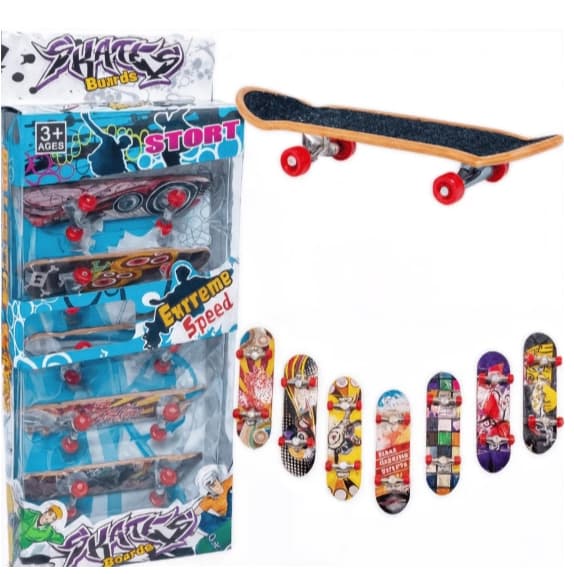 Kit 5 Skate De Dedo Com Lixa Fingerboard Truck Metal