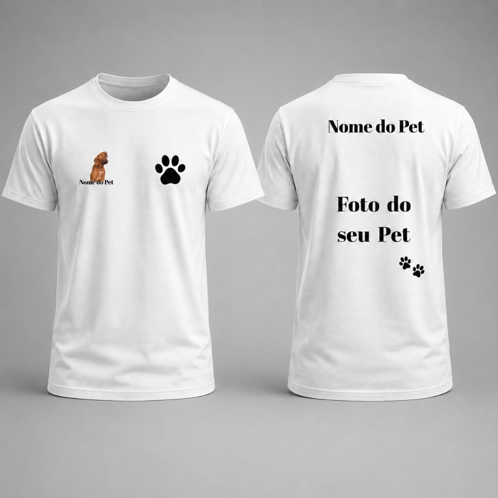 Camiseta Personalizada Com Seu Pet Favorito Premium Algodão Frenquinha Estampado Unissex