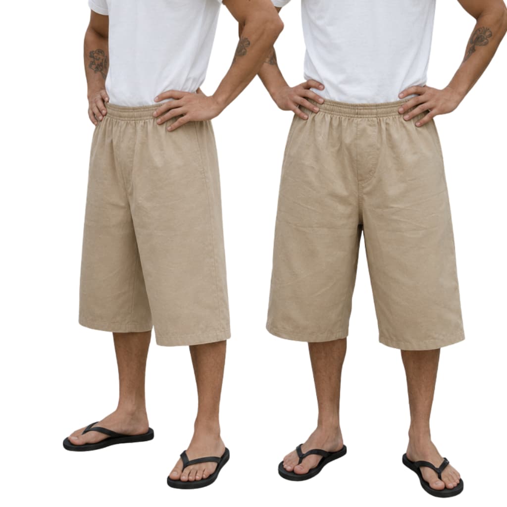 Bermuda CDP Algodao Bege Caqui Shorts Cadeia Presidio Jumbo Folgada Sem Bolso M ao G2