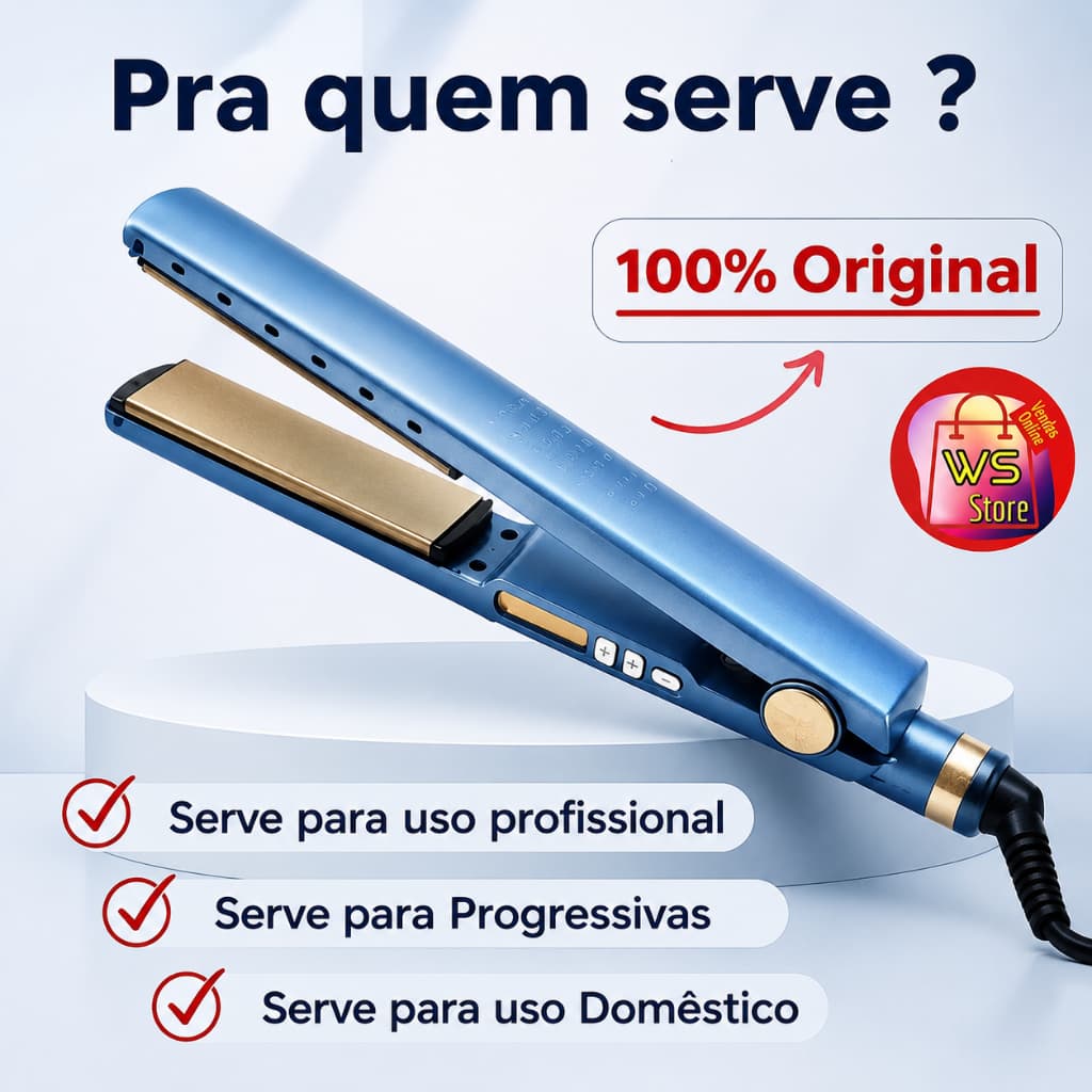 Prancha Chapinha Alisadora Cabelo Progressiva Profissional Nano Titanium Digital Bivolt