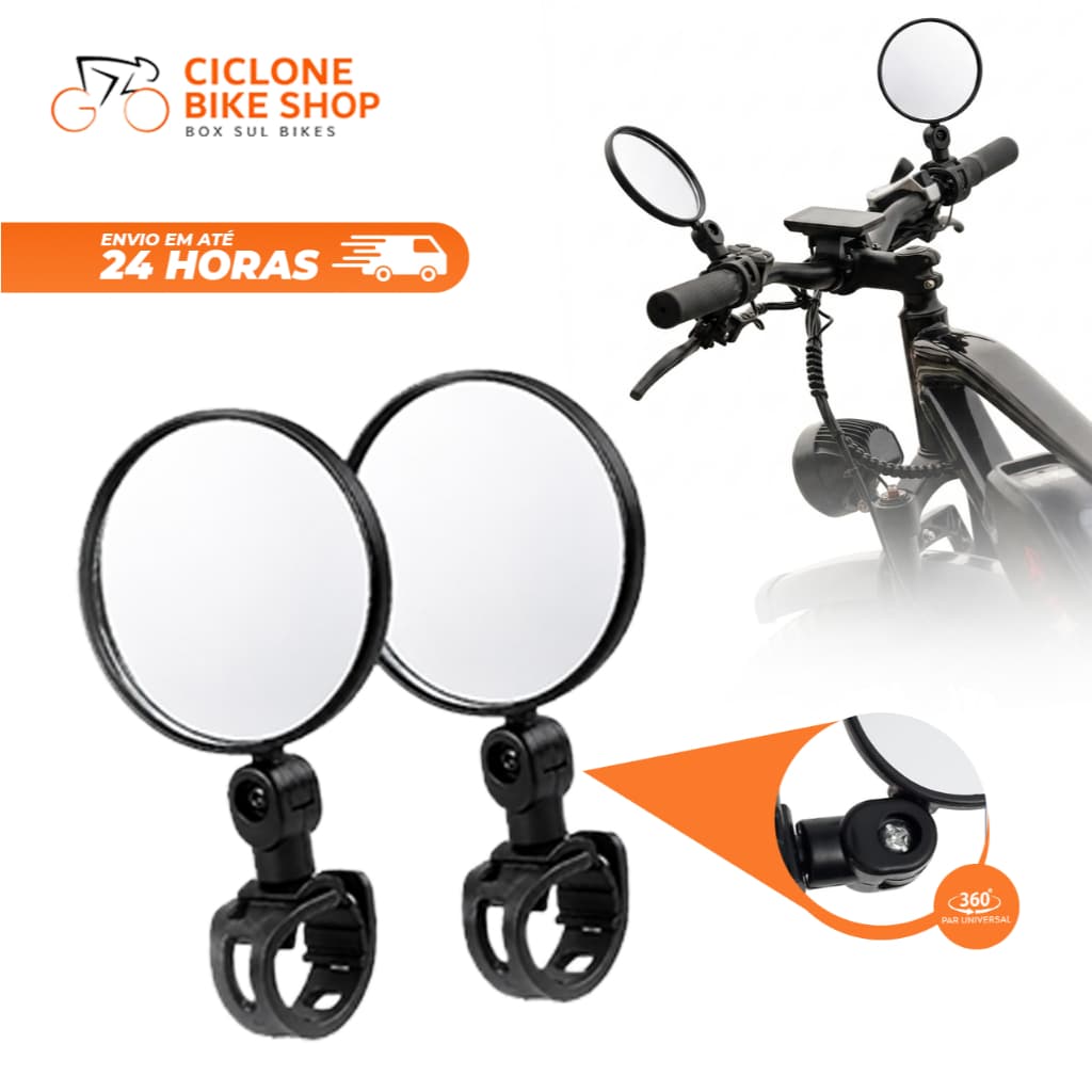2 Espelhos Retrovisores de Guidão Acessórios de Bicicleta Grande Angular Rotação de 360 ​​Graus