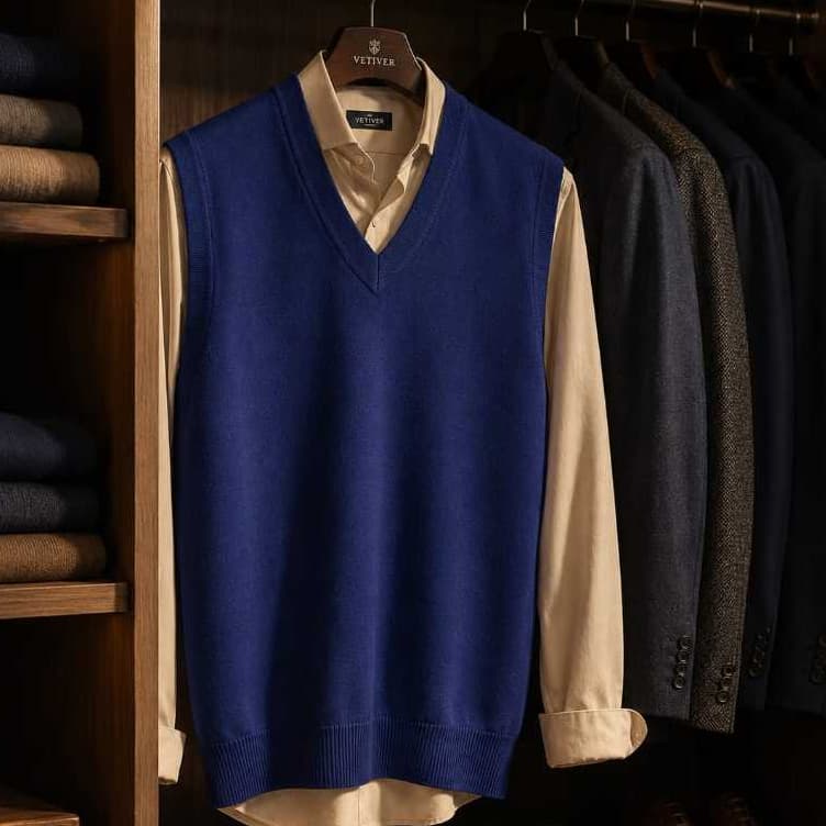 Colete Masculino Tricot Modal Premium Pulôver Sem Manga Quente Macio Elegante Confortável Inverno