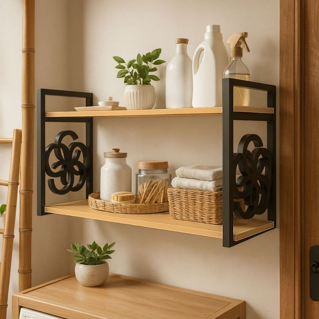 Kit 2 Prateleiras com Suporte Estilo Industrial Luxo Nicho Sala Cozinha Quarto Banheiro Organizador