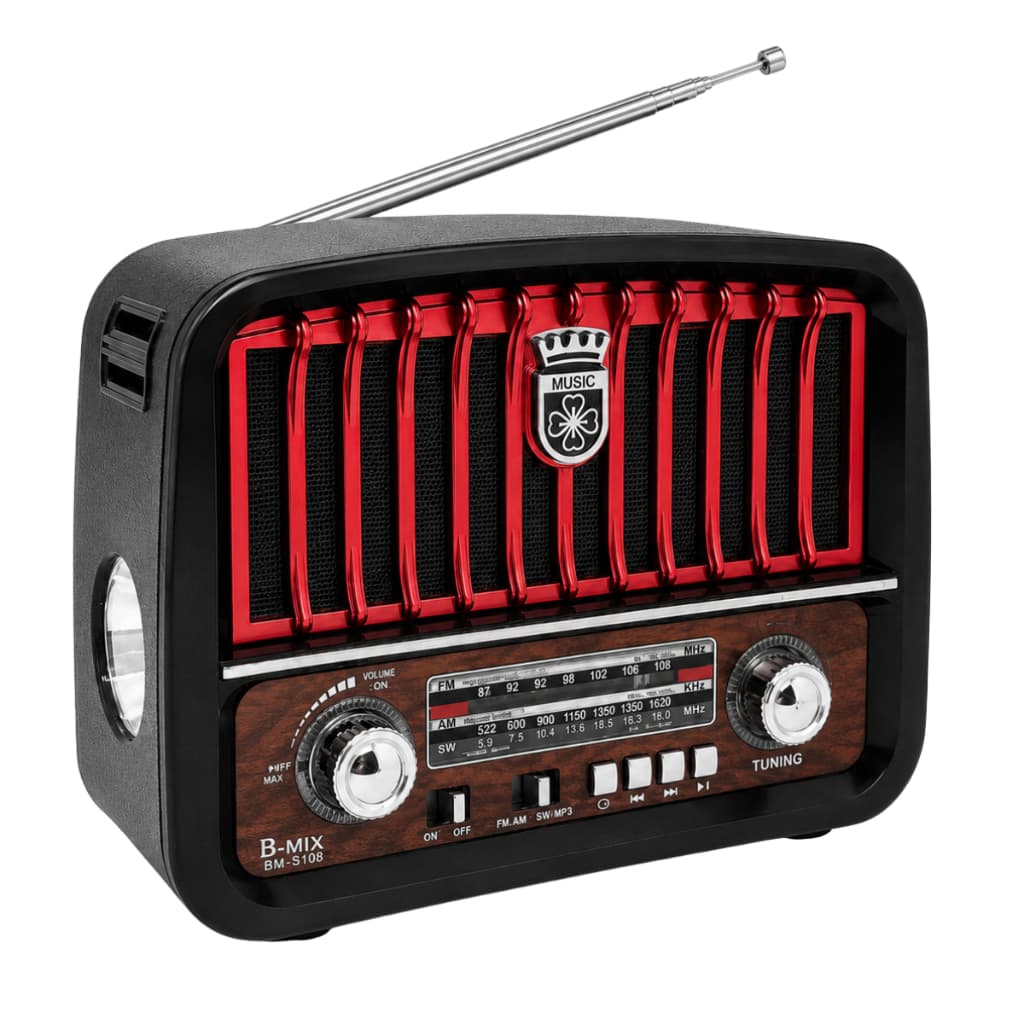 Rádio Retrô Vintage Caixa de som Portatil Am Fm Lanterna Bluetooth Usb Pilha Recarregavel Mp3