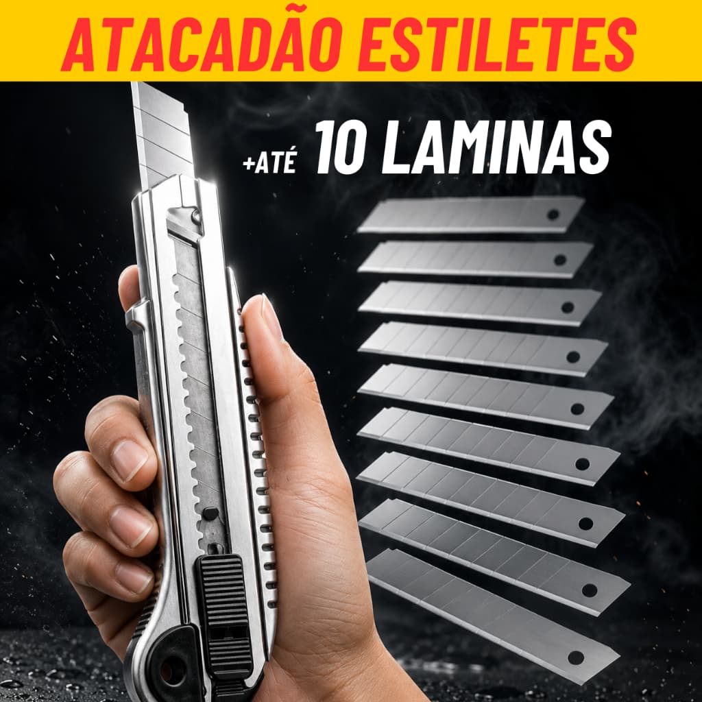 Estilete De Metal Profissional 18mm + com ou sem 10 Lâminas Escolha - Estilete Forte
