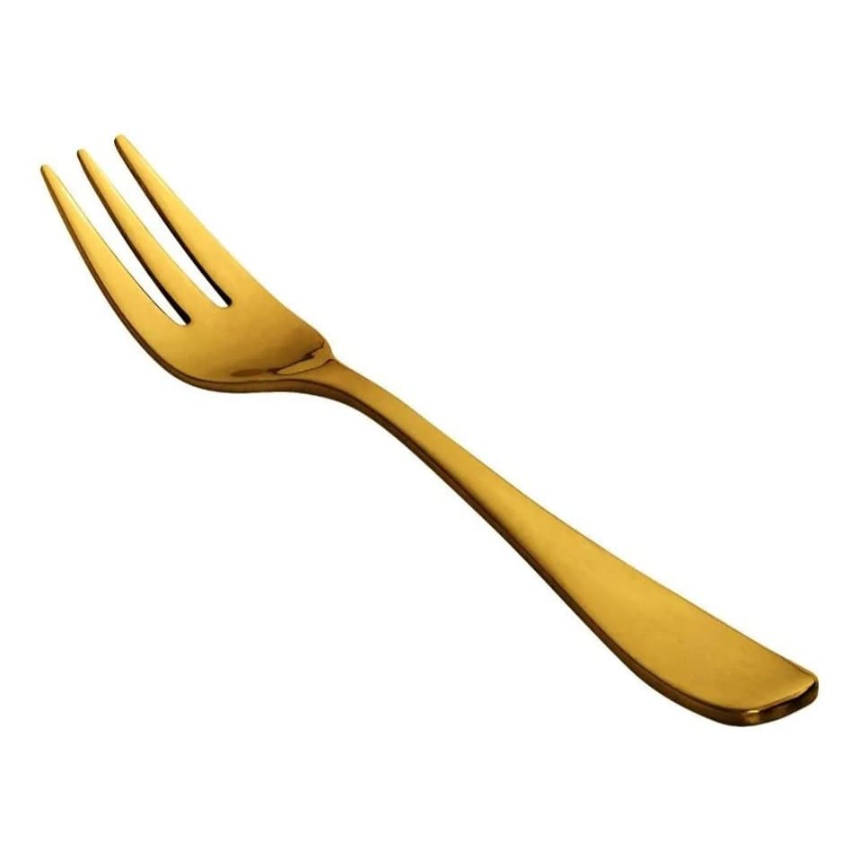Kit 6 Garfos de Sobremesa Peças Inox Dourado - Doces, Bolos, Sobremesas, Café da Tarde