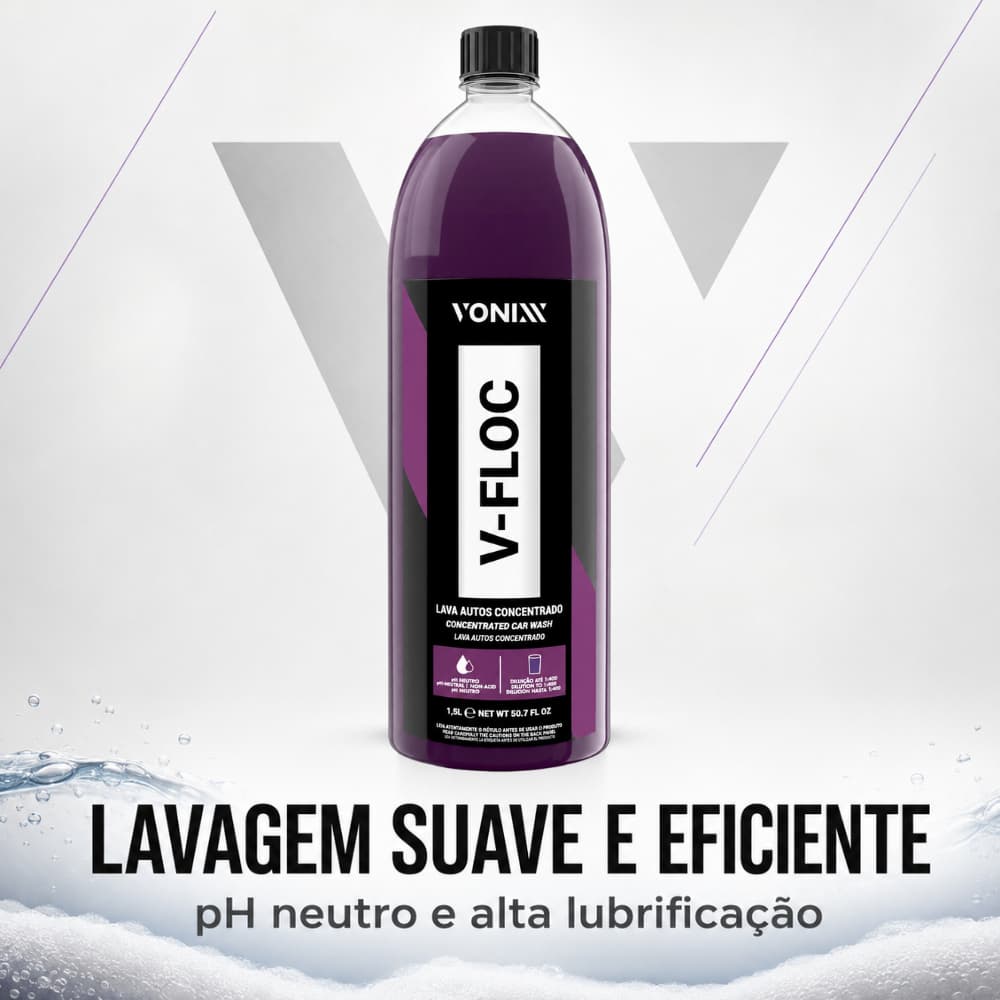 V-Floc Vonixx 1,5L Shampoo Automotivo PH Neutro Concentrado Rende até 600 Litros de Lavagem Original