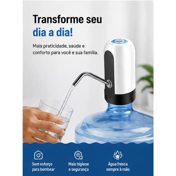 KIT 1 OU 2 Torneira Bomba Elétrica Garrafão Galão Água Automático Recarregável USB