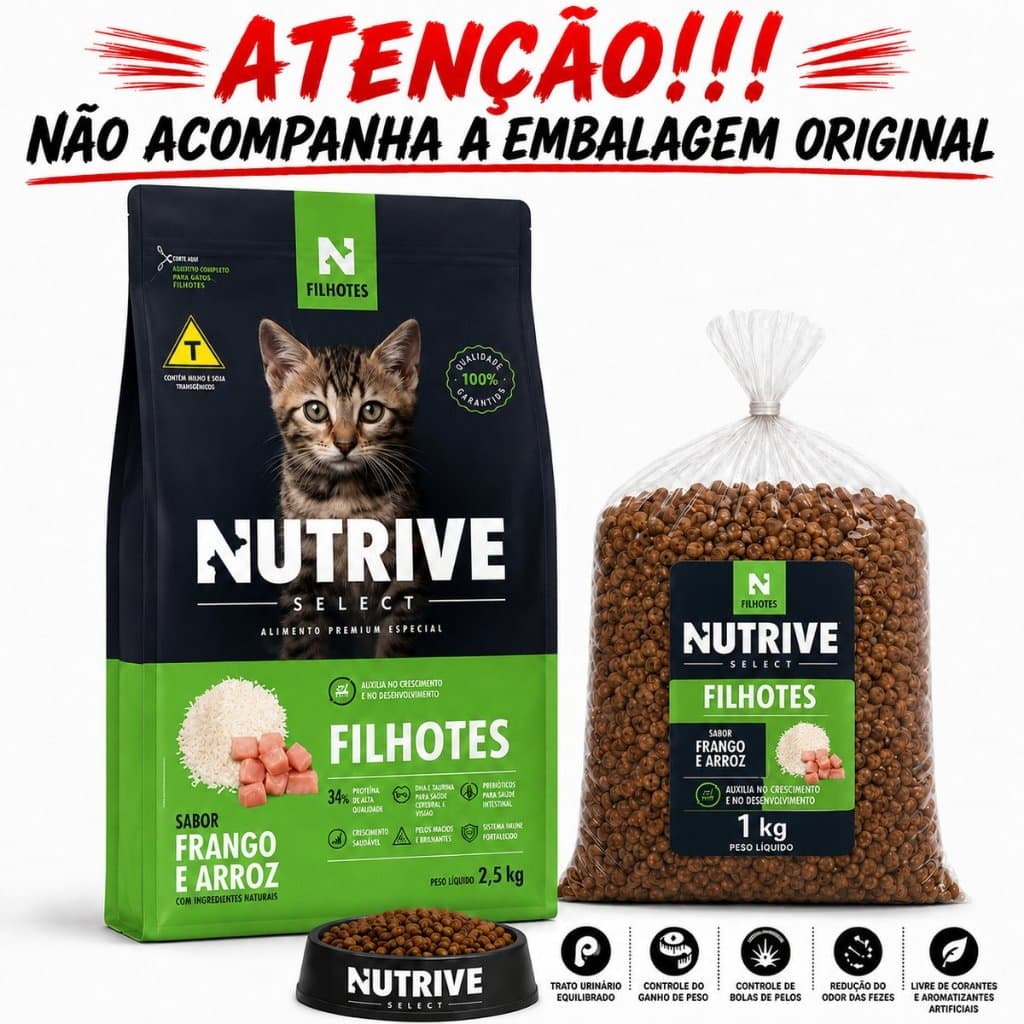 🐱Ração de Gato Nutrive Select Filhotes – Fracionada/Granel 1kg e 2 kilos 🐱