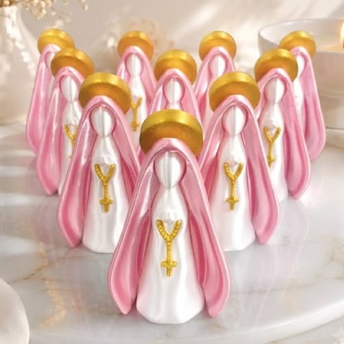 Imagem Nossa Senhora 8cm Manto Rosa Minimalista | Decoração Religiosa Moderna – Presente de Fé