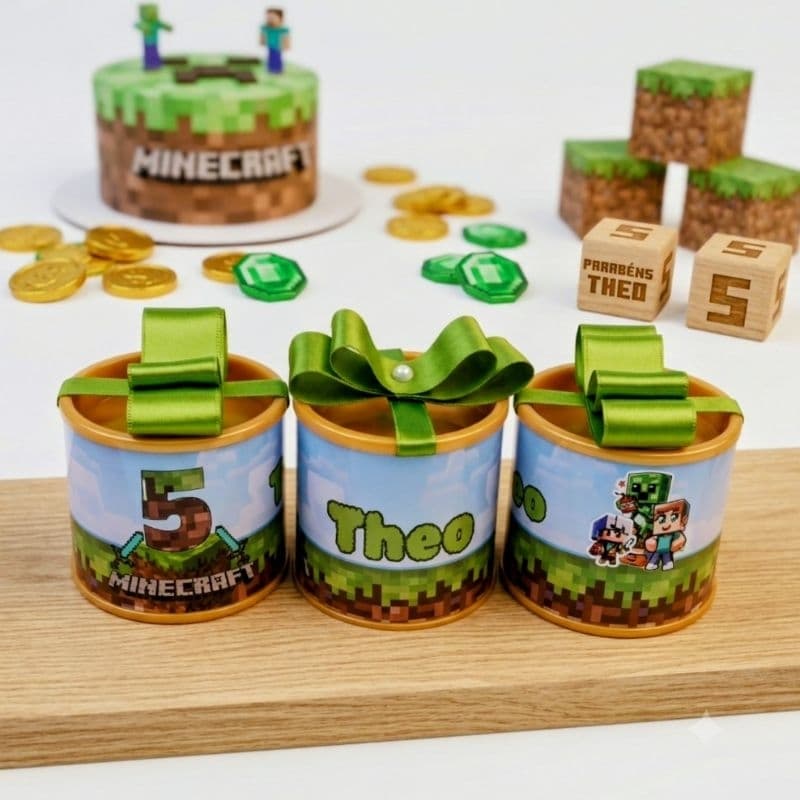 20 Tubolatas 5x6 Personalizadas para lembrancinhas Minecraft menino - Aniversário Minecraft - lembrancinhas de festa