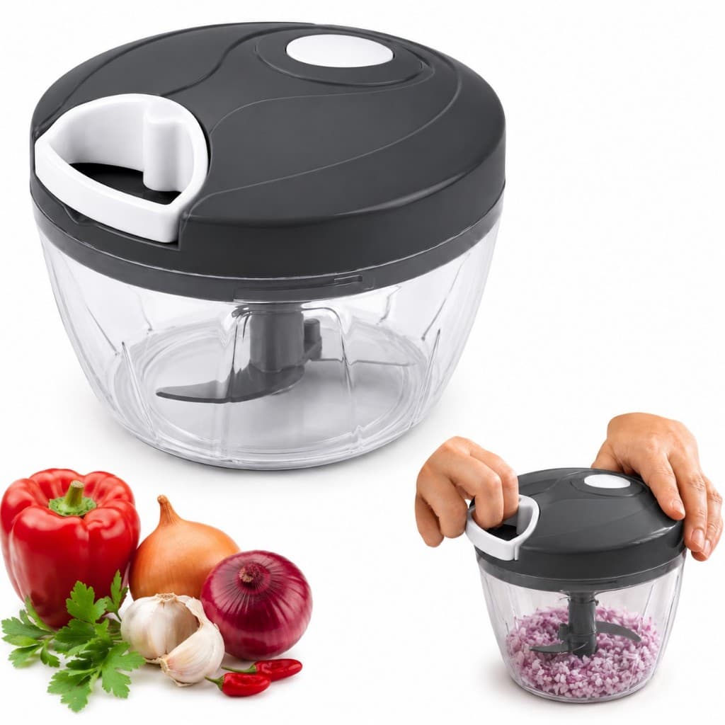 Triturados de Alimentos Manual com 3 lâminas - 12,5X9,5CM - 500ML - Força, praticidade e fácil de limpar