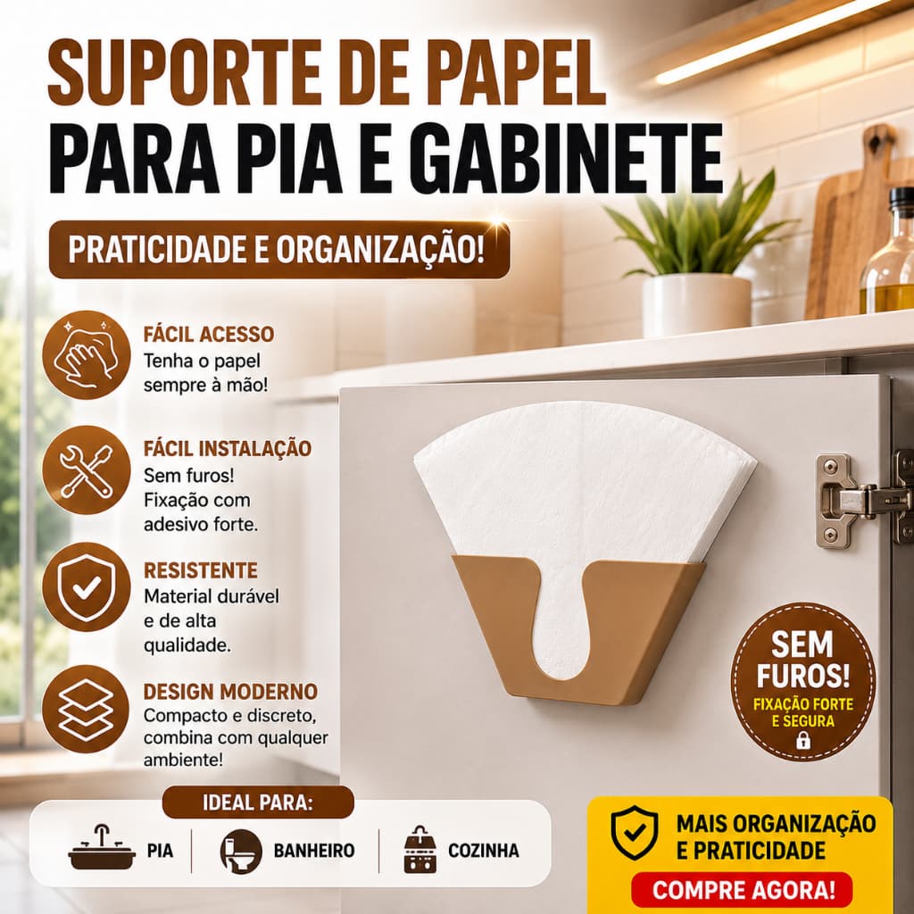 Suporte Filtro De Cafe 102 103 Premium Cozinha Moderno Fita 3M Brinde Sem furo Para Pia Ou Armario