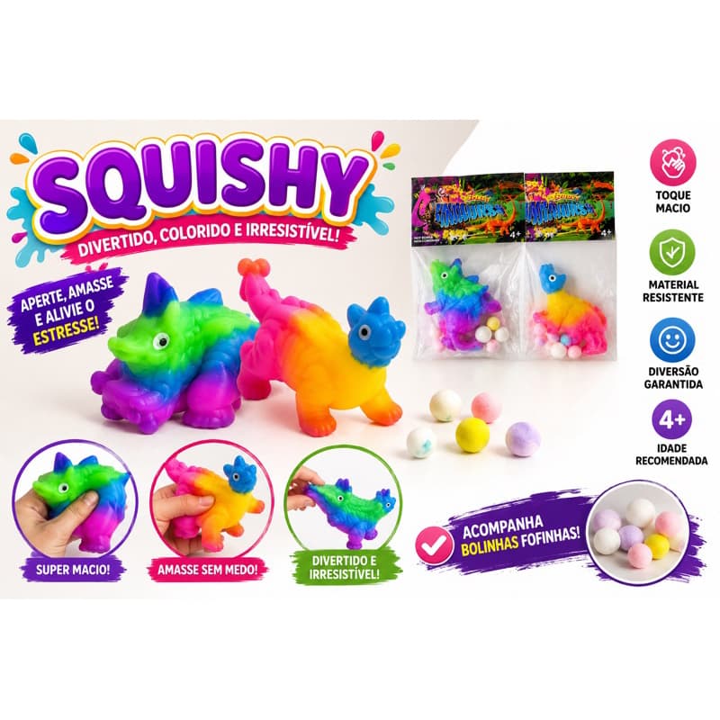 Squishy Dinossauro Antiestresse  | Brinquedo Sensorial | 2 Modelos