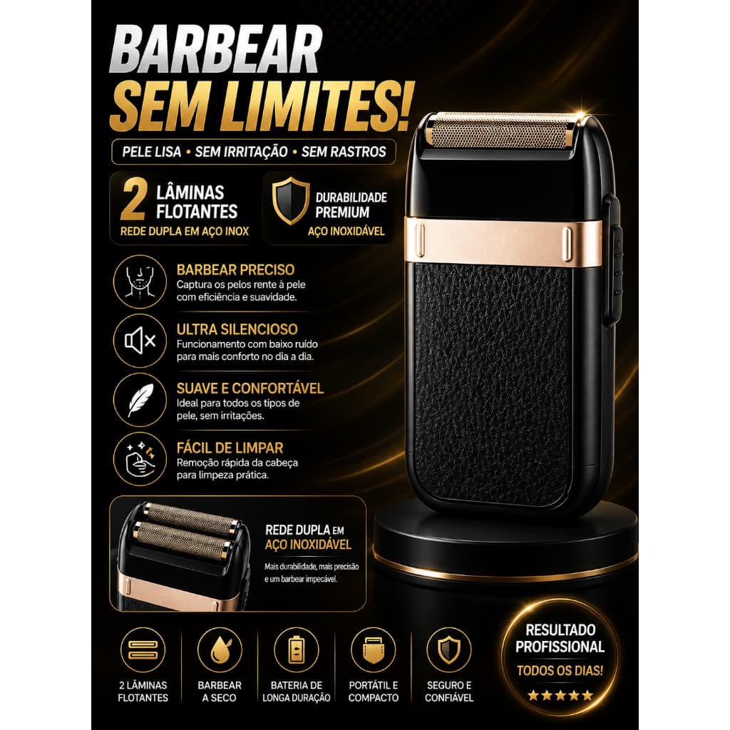 Barbeador Elétrico Recarregável para Barba Acabamento Preciso Aparador Facial Design Compacto Presente dia dos Pais