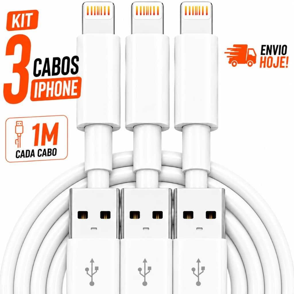 kit 3 cabos iPhone 1M