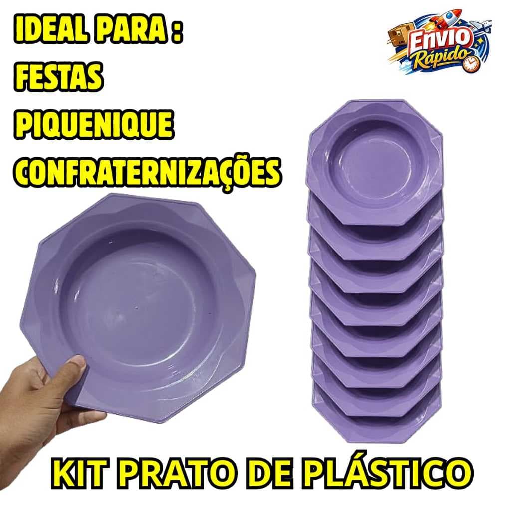 Kit Pratos de Plástico 4 Unidades