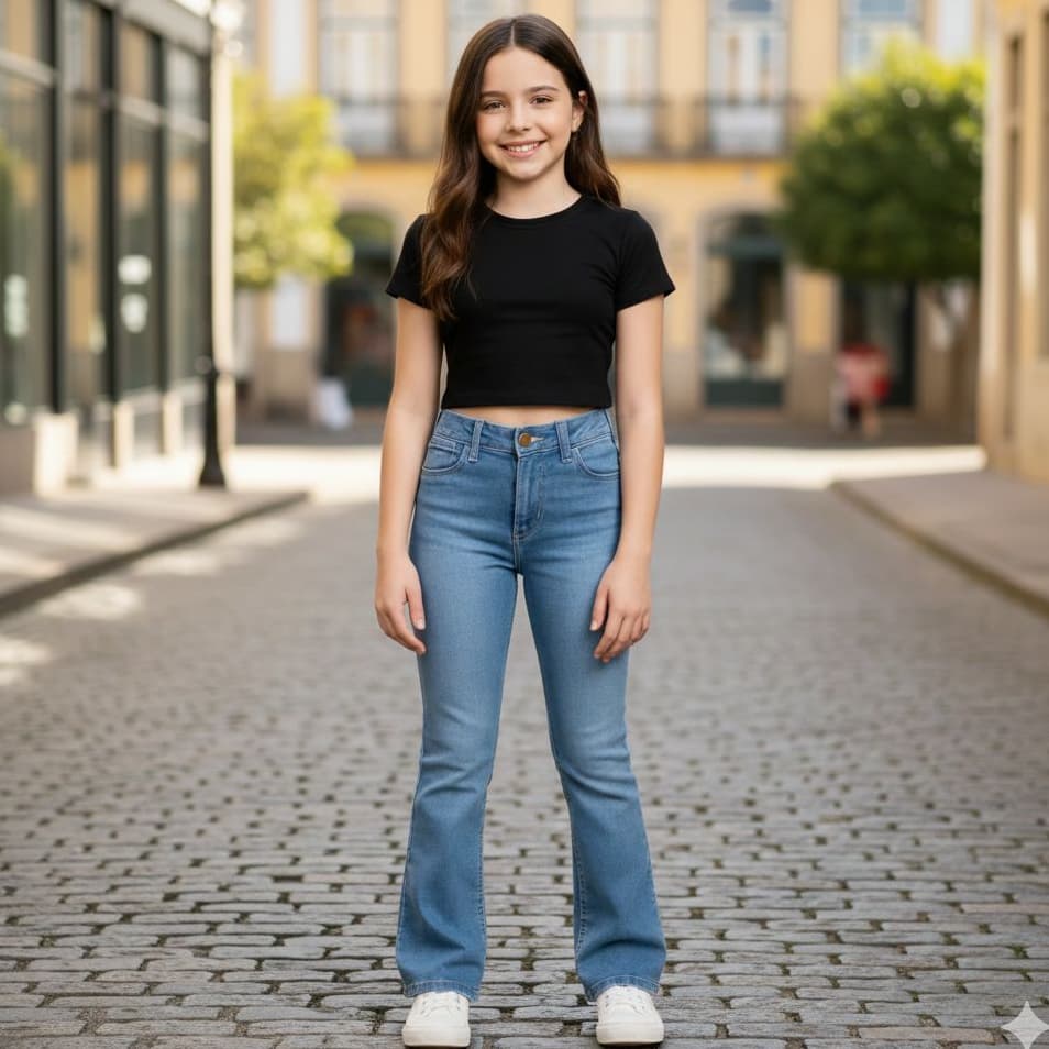 Calça Flare Boca de Sino Boiadeira Infantil e Juvenil Modelagem Cos Alta