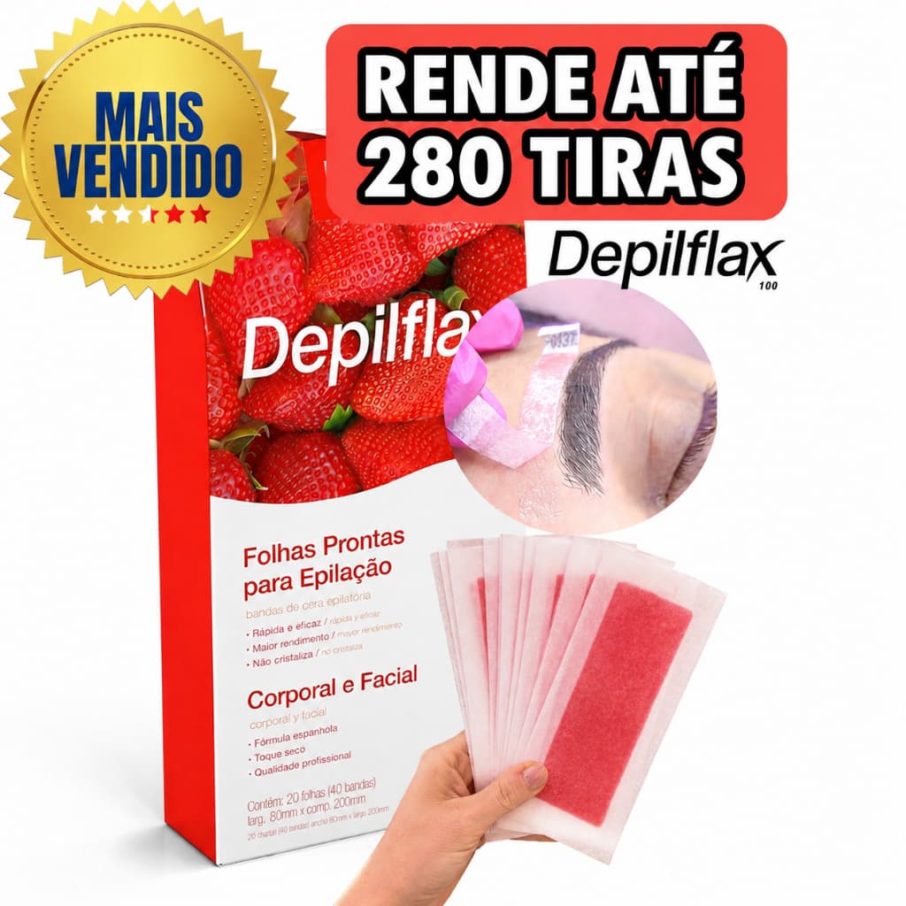 Cera Para Sobrancelhas Buço Depilflax rede ate 280 tiras de cera de 1cm depilação