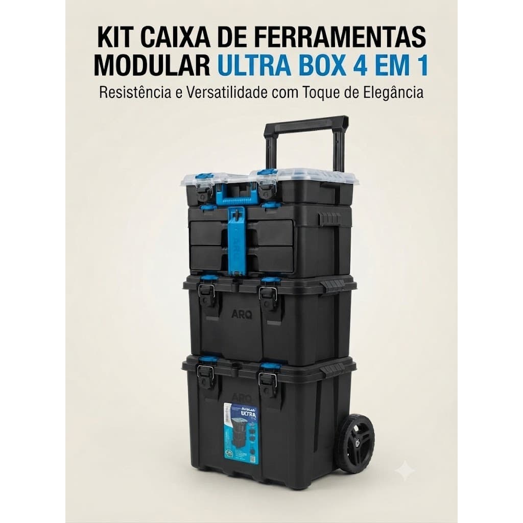 Carrinho Box Modular 4 em 1 com rodas para Ferramentas e Utilidades do Lar Salão de Beleza Cargas para Diversos Itens