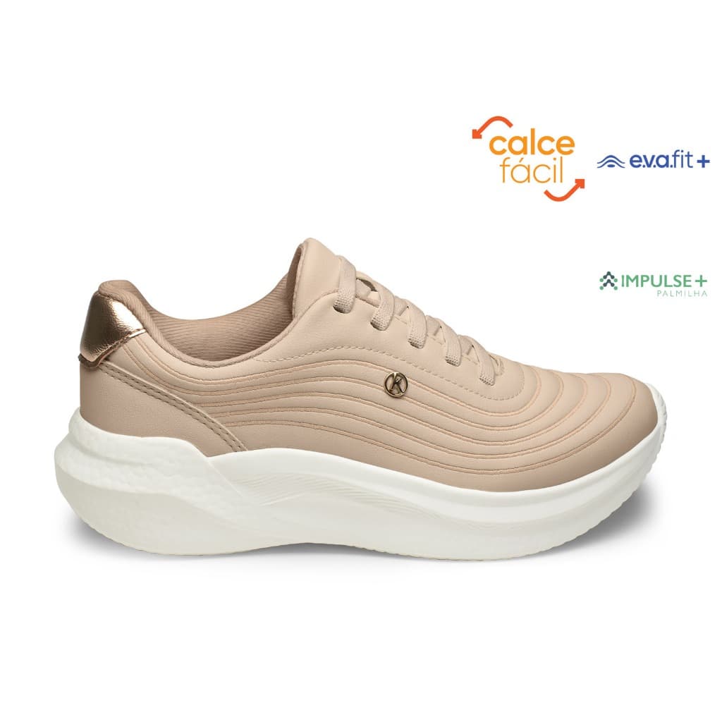 Tênis Feminino Kolosh E0568 Plataforma Esportivo Macio Calce Fácil Caminhada Academia