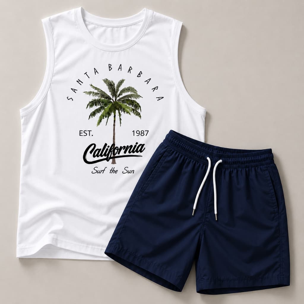 Conjunto Masculino Regata Machão + Bermuda Tactel Grosso Praia Academia Casual Verão Streetwer