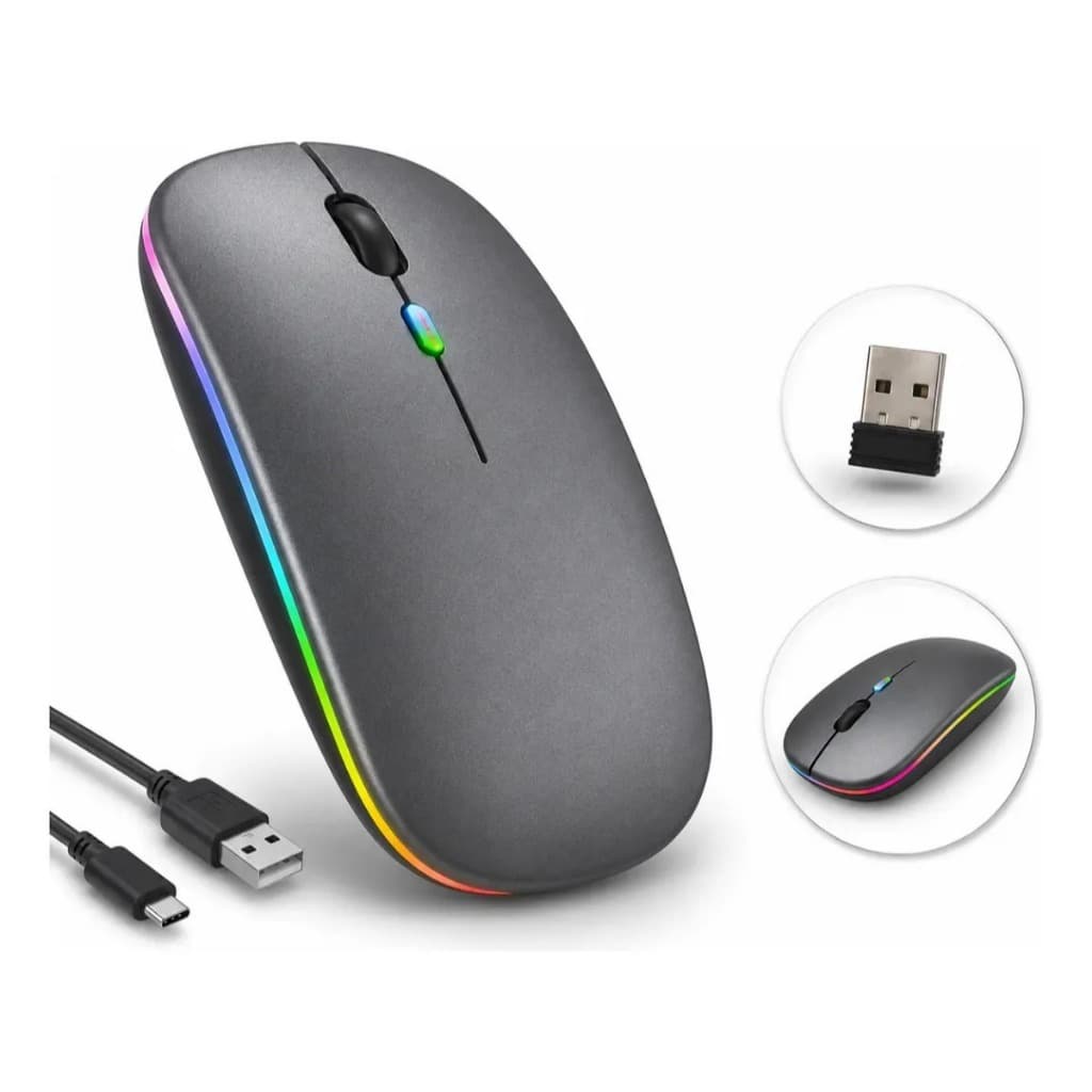 Mouse Sem Fio Recarregável Bluetooth Para PC Notebook Cor Cinza