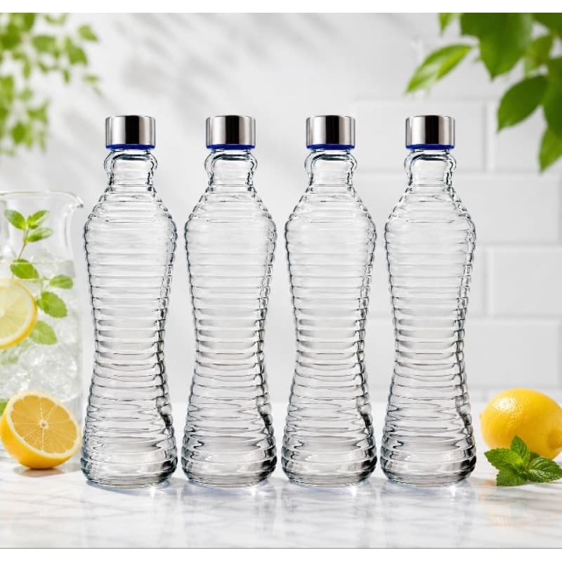 Garrafa de Vidro 1 Litro 1000ml para Água Leite Suco com Tampa Rosca Reutilizável Transparente Resistente Premium