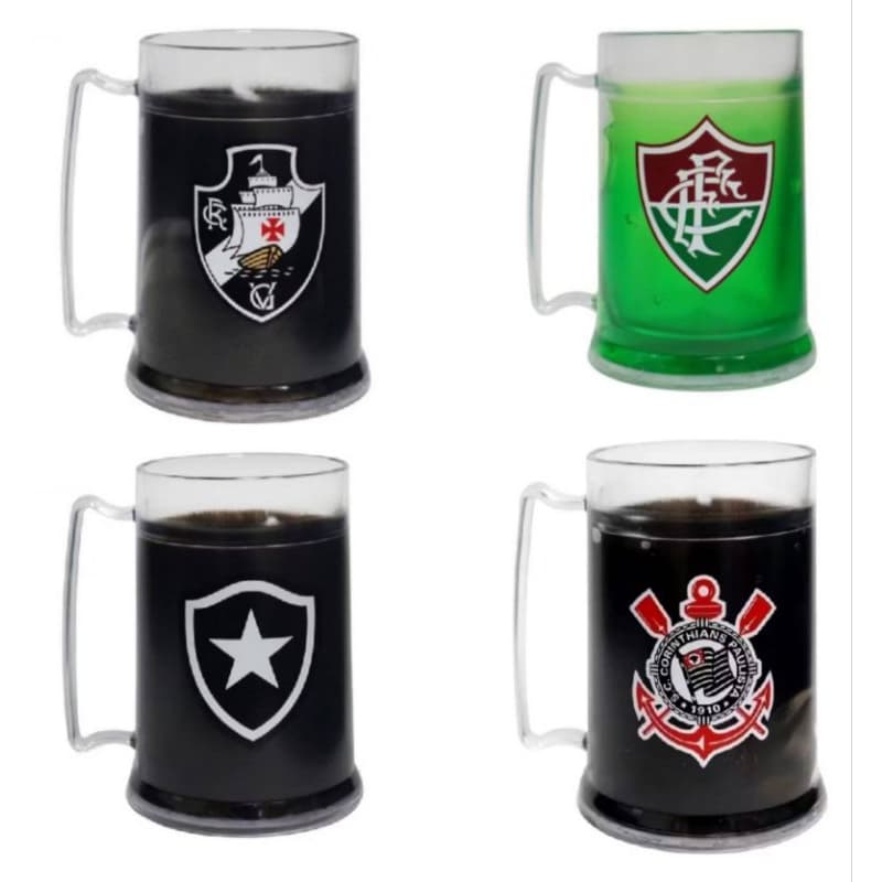 Caneca de Time Gel Congelante Acrílico 450ml Copo Canecas do Vasco Fluminense Botafogo Corinthians