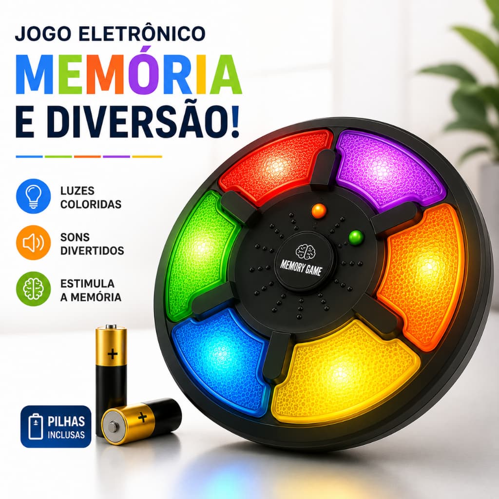 Brinquedo interativo de jogo da memória, 6 cores, com luzes e sons, para toda a família brincar junto