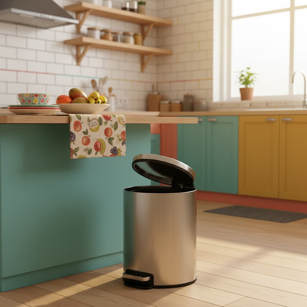 #🗑️ Lixeira com Pedal 5 Litros com Tampa | Inox  Cozinhas •Banheiros •Lavabos •Quartos • Área de Serviço