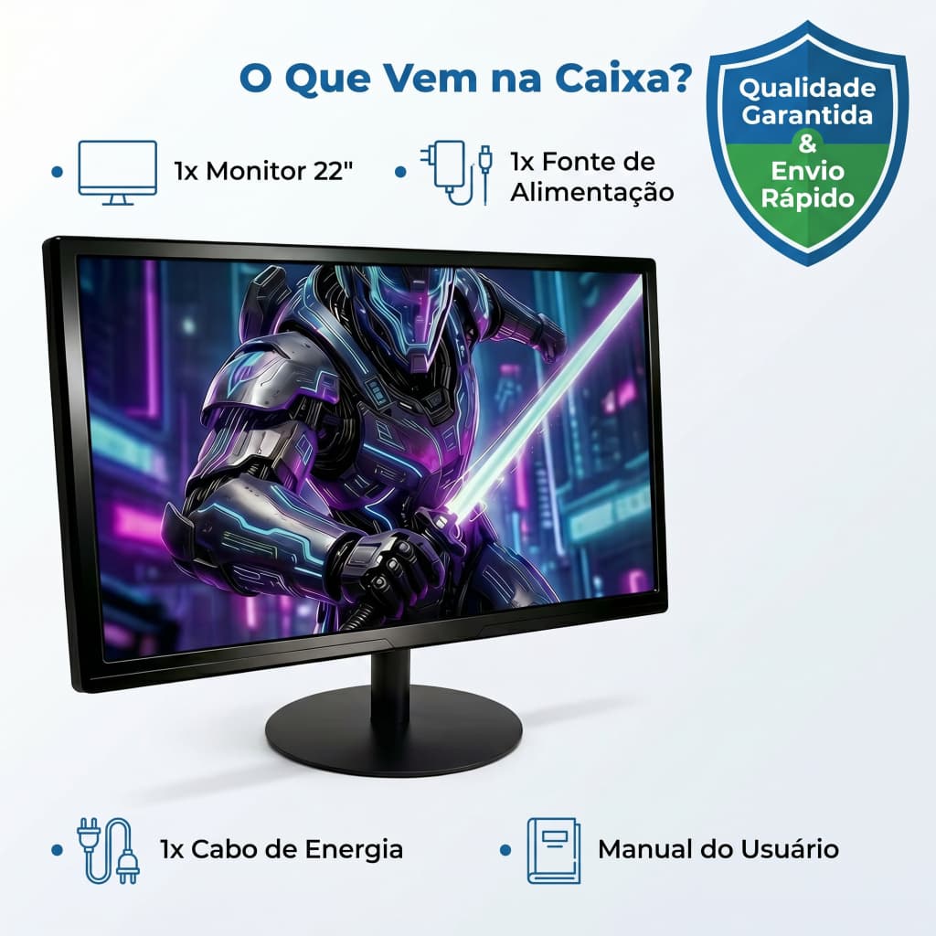 Monitor  22 Polegadas Full HD 1080P - IMERSÃO VISUAL GARANTIDA!
