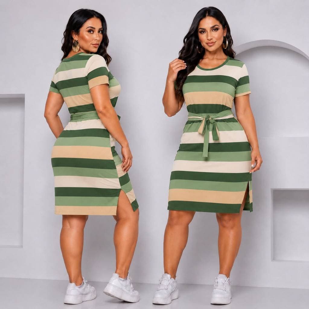 Vestido casual amarração e fenda lateral
