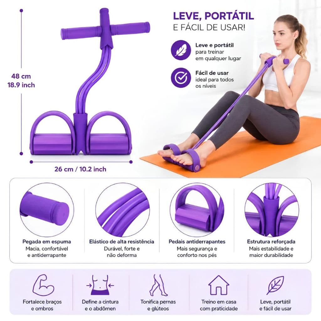 Elástico Extensor Exercícios Corpo Pedais Pull Reducer Treino Funcional Pilates Fitness Dufit