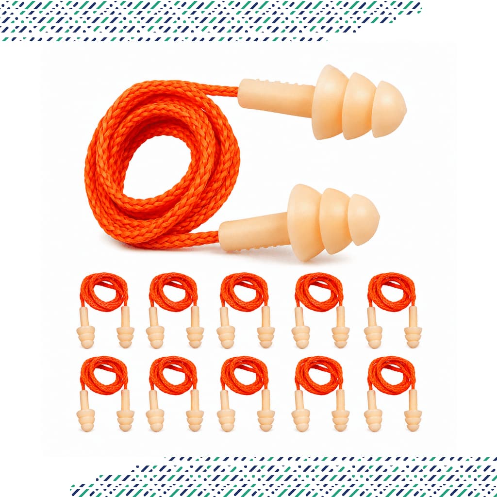 Kit 10 Protetor Auricular Plug Silicone EPI Com Cordão Reutilizável Plastcor CA 18189