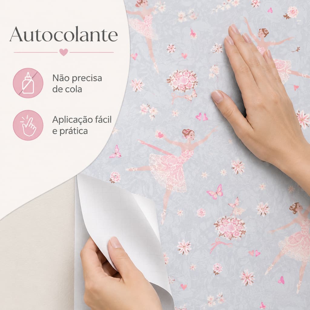 Papel de Parede Adesivo Infantil Menina - Ballet - Quarto ou sala - Autocolante  Facil Aplicação