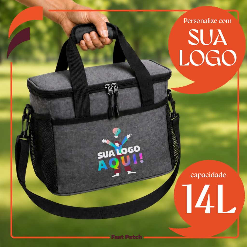 Bolsa Térmica 14 Litros Personalizada Logomarca Empresa Brinde Colaboradores Lancheira Marmiteira Corporativo