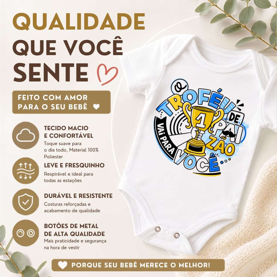 Body Bebê Dia dos Pais Estampado com Frase Divertida Presente para Papai